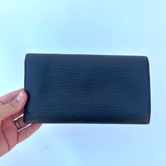 Louis Vuitton Epi Porte Tresor Black Wallet Tri-Fold Vintage Leather Designer LV - Picture 10 of 12
